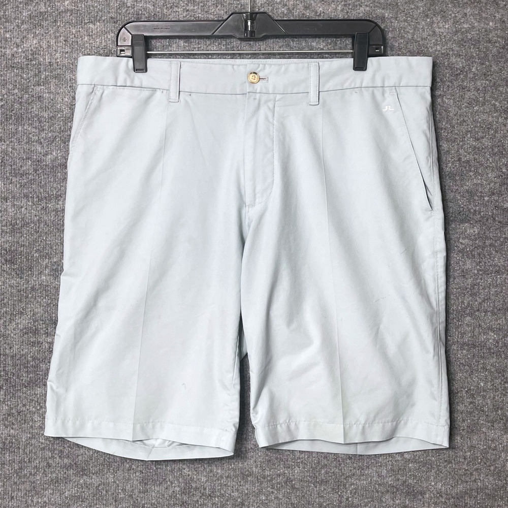 J.Lindeberg Mens Light Grey Technical Golf Shorts Size 36 Solid Performance
